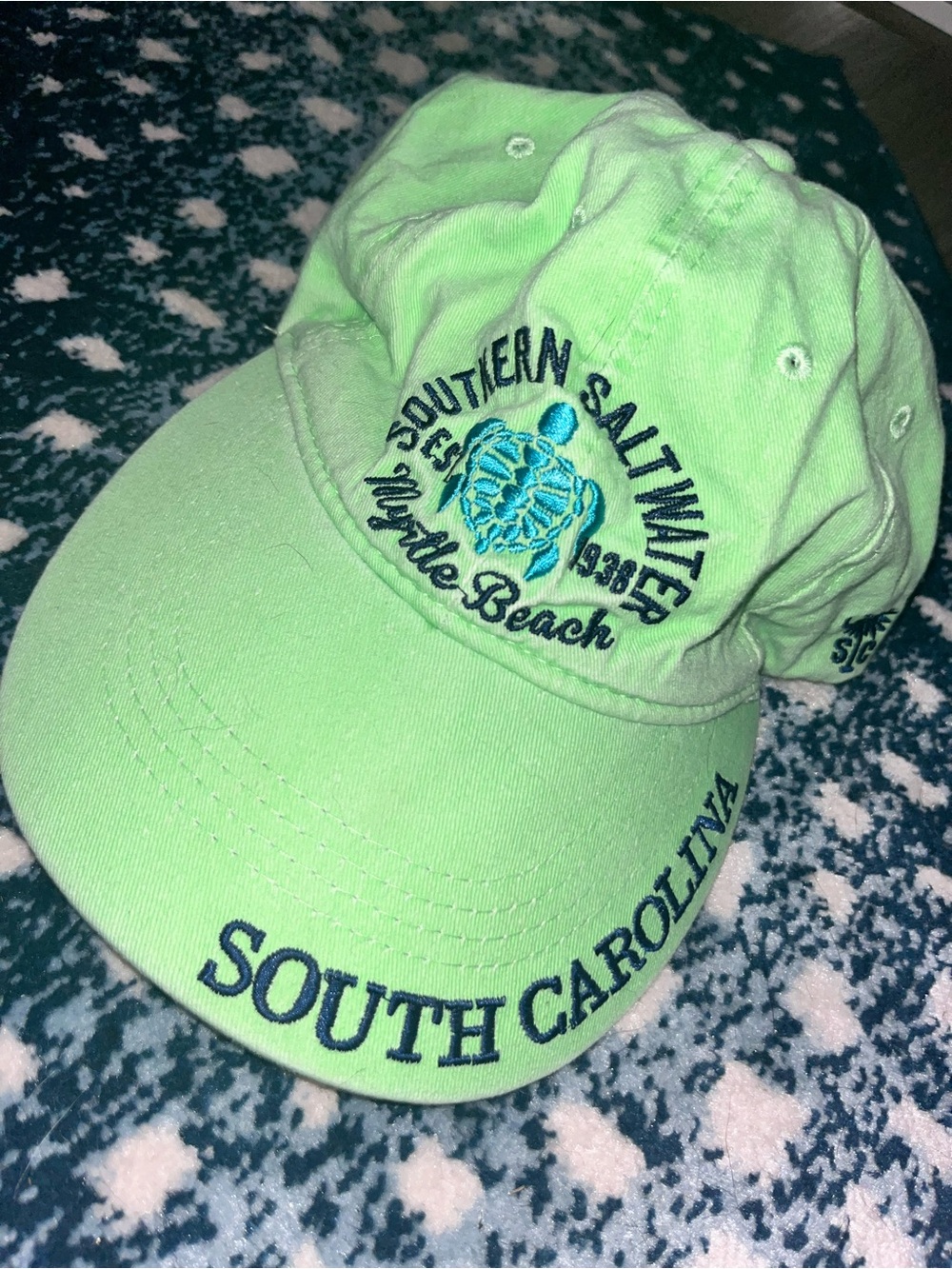 Nautica Light Lime Green Baseball Cap with Navy Embroidery